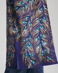 Ella Peacock-Print Cardigan Sweater Dark Cobalt - Chico's
