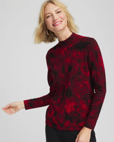 Ella Printed Mockneck Sweater Carmine Red - Chico's