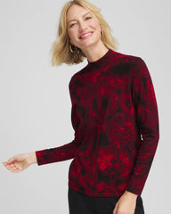 Ella Printed Mockneck Sweater Carmine Red - Chico's