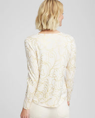 Ella Foiled V-Neck Sweater English Cream - Chico's