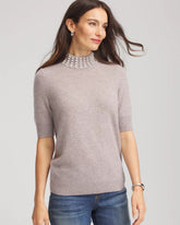 Cashmere Pearl Mockneck Sweater Taupe Heather - Chico's