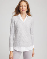 Classic Built-In Shirt Knit Sweater Classic Gray - Chico's