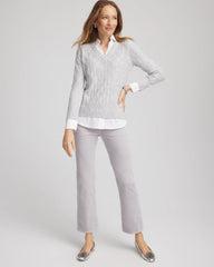 Classic Built-In Shirt Knit Sweater Classic Gray - Chico's