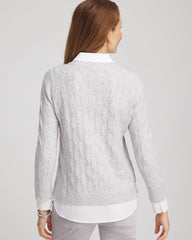 Classic Built-In Shirt Knit Sweater Classic Gray - Chico's