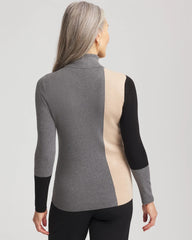 Ella Colorblock Intarsia Turtleneck Sweater Black - Chico's
