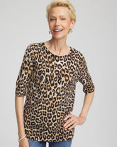 Cashmere Animal Elbow-Sleeve Pullover Camel - Chico's