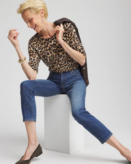 Cashmere Animal Elbow-Sleeve Pullover Camel - Chico's