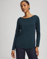 Ella Boatneck Sweater Teal Shadow - Chico's