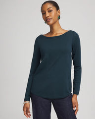 Ella Boatneck Sweater Teal Shadow - Chico's