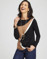 Intarsia Colorblock Bateau Neck Sweater Black - Chico's