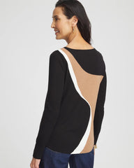 Intarsia Colorblock Bateau Neck Sweater Black - Chico's