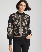 Bryne Jacquard Mockneck Pullover Black - Chico's
