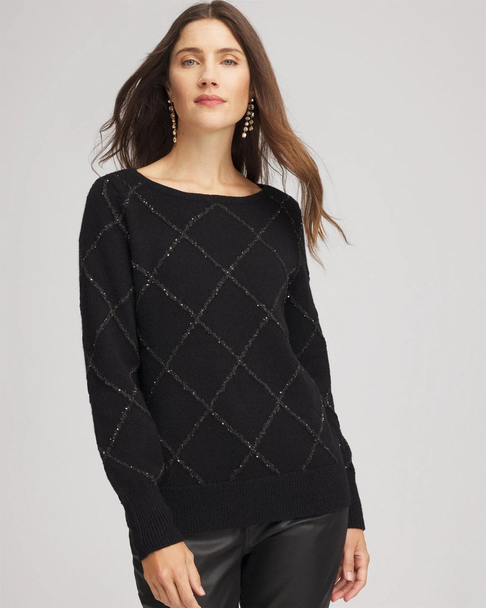 Sparkling Diamonds Pullover Sweater Black - Chico's
