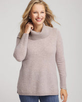 Cowlneck Cashmere Pullover Tunic Taupe Heather - Chico's