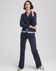 Striped Collared Cardigan Sweater Passport Blue - Chico's