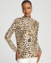 Ella Mockneck Animal-Print Pullover Sweater English Cream - Chico's