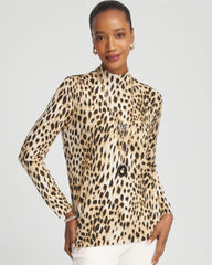 Ella Mockneck Animal-Print Pullover Sweater English Cream - Chico's