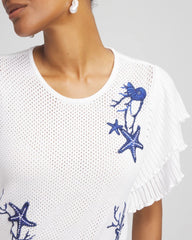 Ocean Motif Pullover Sweater Blue Casa - Chico's
