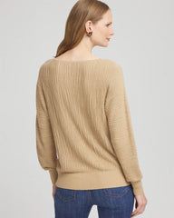 Textured Zebra Print Dolman Sleeve Sweater New Camel Heather - Chico's