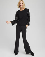 Fringe Sequins Pullover Sweater Black - Chico's
