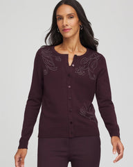 Embellished Crewneck Cardigan Night Bloom - Chico's