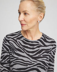 Cashmere Zebra Long-Sleeve Pullover Sweater Black - Chico's