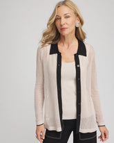 Pointelle Polo Cardigan Smokey Taupe - Chico's