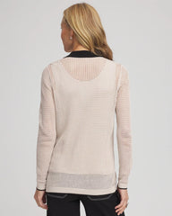 Pointelle Polo Cardigan Smokey Taupe - Chico's