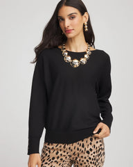 Ella Boatneck Pullover Sweater Black - Chico's