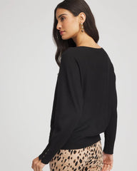 Ella Boatneck Pullover Sweater Black - Chico's