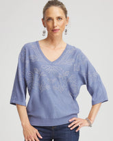 Dolman V-Neck Sweater Blue Lotus - Chico's