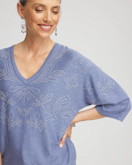 Dolman V-Neck Sweater Blue Lotus - Chico's