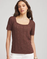 Pointelle Square-Neck Pullover Sweater Cacao - Chico's