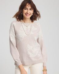 Embroidered Boatneck Sweater Helium - Chico's