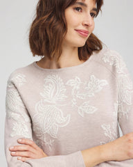 Embroidered Boatneck Sweater Helium - Chico's