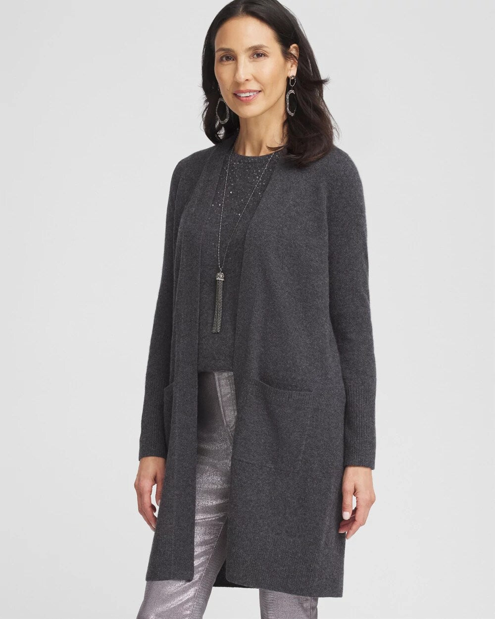Cashmere Duster Cardigan Dark Gray - Chico's