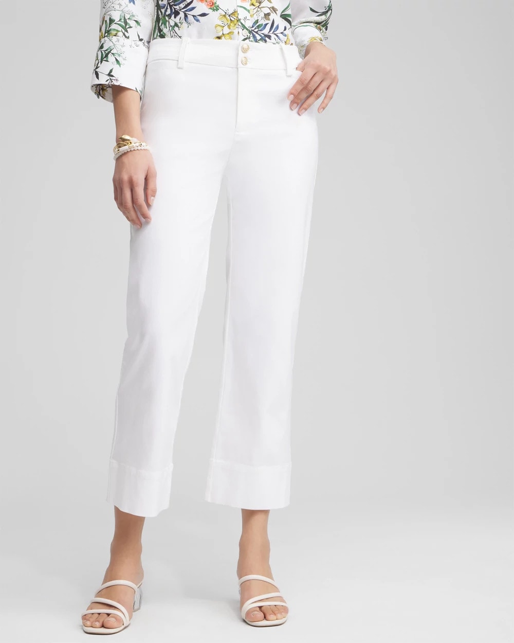 Trapunto Straight Leg Cropped Pants Alabaster - Chico's