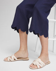 Linen Scallop Hem Crop Pants Passport Blue - Chico's