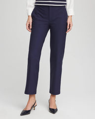Cotton Straight Ankle Trousers Passport Blue - Chico's