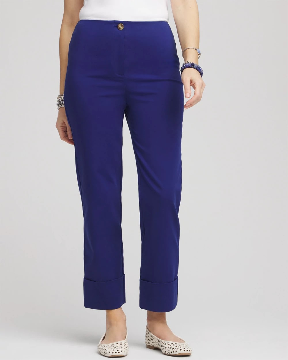Stretch Sateen Cropped Pants Blue Casa - Chico's