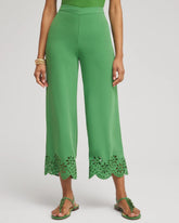 Petite Satin Eyelet Hem Culottes Verdant Green - Chico's