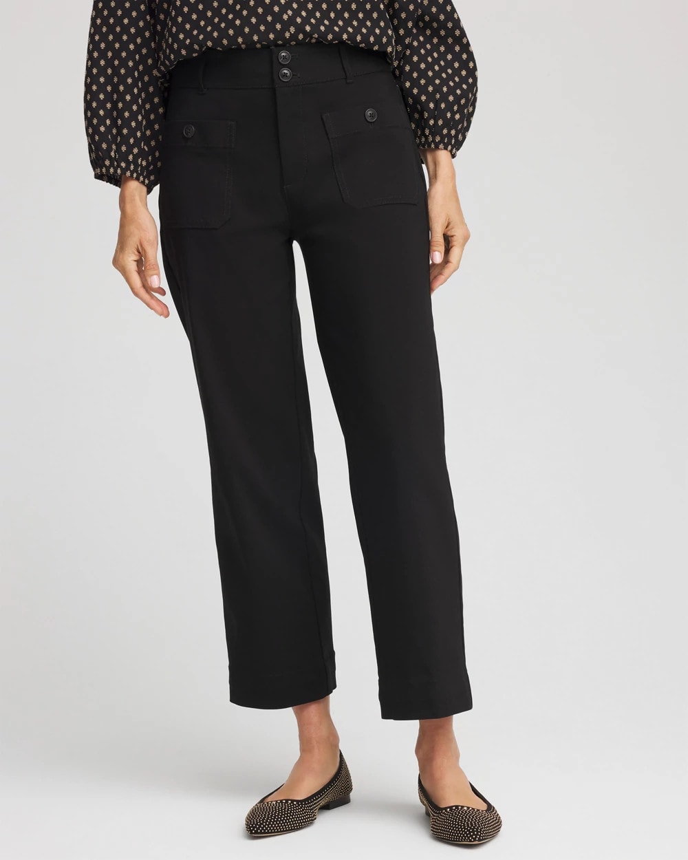 Emme Four Pocket Straight Cropped Pants Black - Chico's