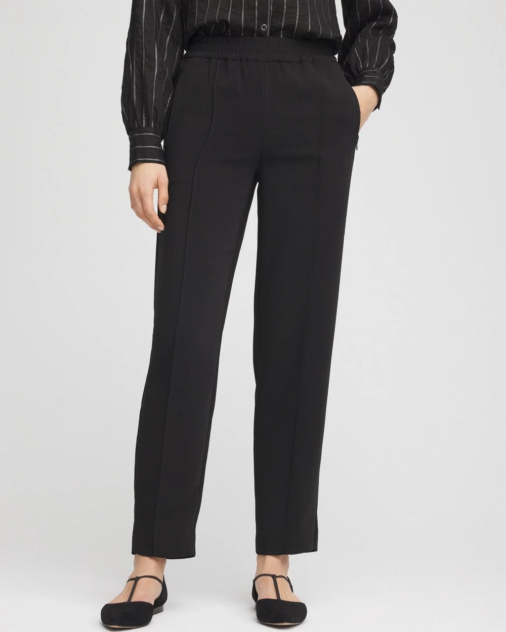Crepe Side-Zip Tapered Ankle Pants Black - Chico's