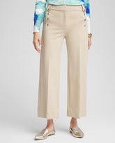 Button Knit Twill Cropped Pants Wild Truffle - Chico's