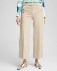 Button Knit Twill Cropped Pants Wild Truffle - Chico's