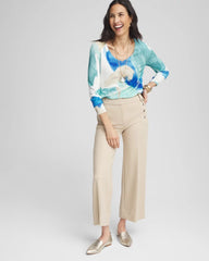 Button Knit Twill Cropped Pants Wild Truffle - Chico's