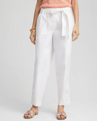 Poplin Pull-On Tapered-Leg Cropped Pants Alabaster - Chico's