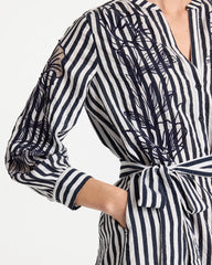 Embroidered Striped Dress Navy - Chico's