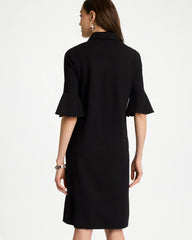 Knit Flounce Sleeve Dress Black - Chico's