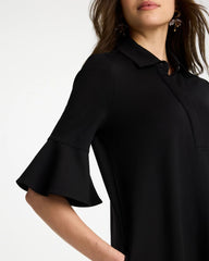 Knit Flounce Sleeve Dress Black - Chico's